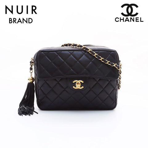 Chanel CHANEL Matelasse Fringe Chain Shoulder Bag Black WS7578