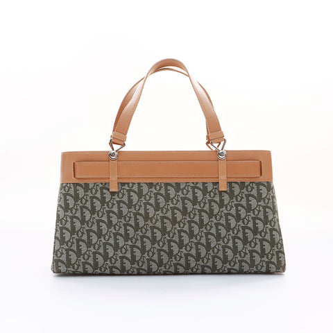 人気✨Christian Dior ハンドバッグ トロッター D金具 グリーン Dior ハンドバッグ グリーン/ベージュ キャンバス