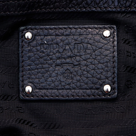 PRADA Silver Hardware Shoulder Bag Black WS7602
