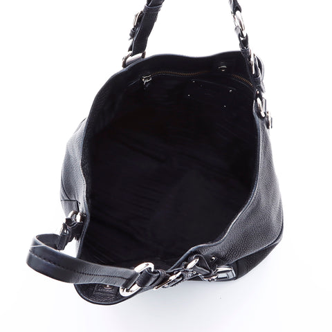 PRADA Silver Hardware Shoulder Bag Black WS7602