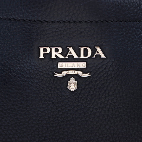 PRADA Silver Hardware Shoulder Bag Black WS7602