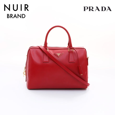 PRADA 2way Boston Handbag Red WS7605