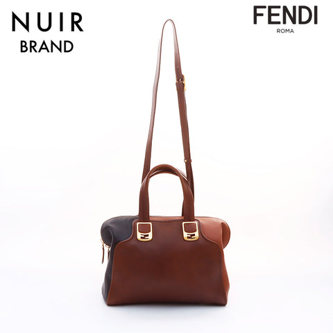 FENDI Chameleon 2way Handbag Brown WS7607