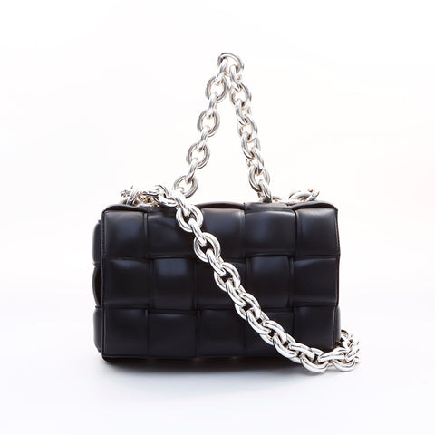 ボッテガヴェネタ BOTTEGAVENETA カセット チェーン シルバー ショルダーバッグ ブラック WS7608