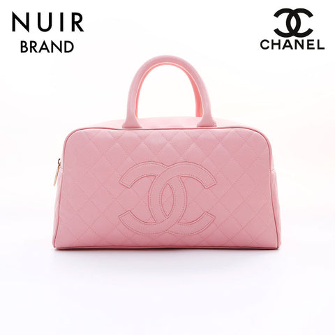Chanel CHANEL 8th caviar skin Boston handbag pink WS7615