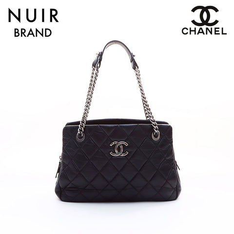 Chanel CHANEL No. 16 Chain Silver Metal Shoulder Bag Black WS7617