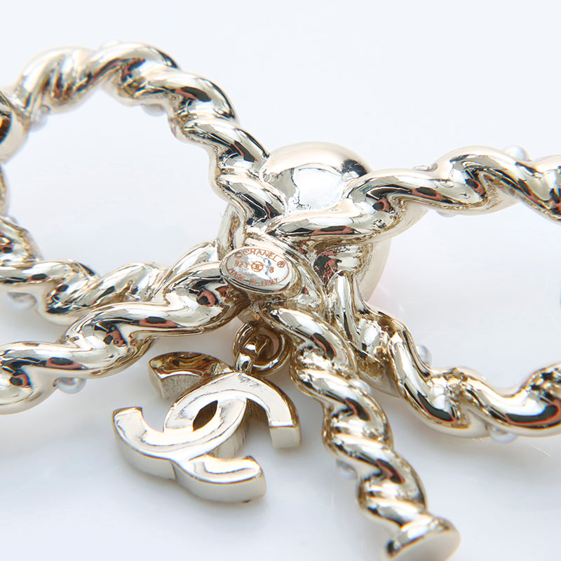 未使用保管品 シャネル CHANEL B23 リボン ブローチ ゴールド WS7623