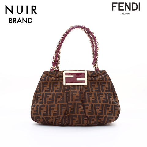 FENDI Zucca Mear Chain Handbag Brown WS7631
