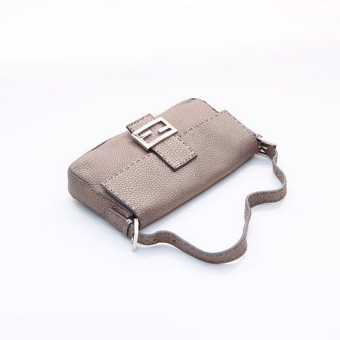 フェンディ FENDI マンマバケット レザー ショルダーバッグ ブラウン WS7632