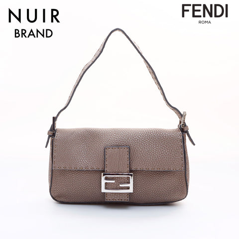 FENDI Mamma Bucket Leather Shoulder Bag Brown WS7632