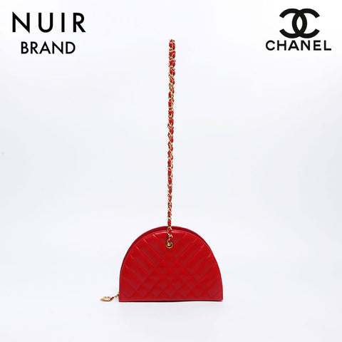 Chanel CHANEL No. 1 Lambskin Half Moon Shoulder Bag Red WS7644