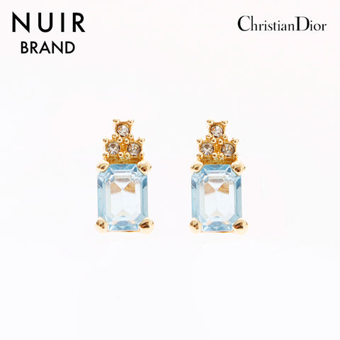 クリスチャンディオール Christian Dior ラインストーン ピアス ブルー WS7645