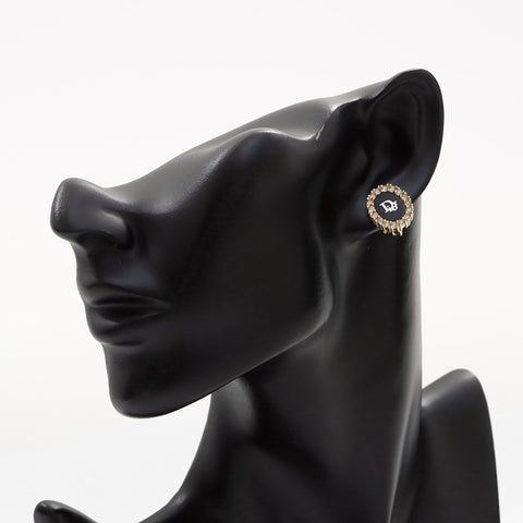 Boucles d'oreilles de logo chrétien Gold Black WS7646