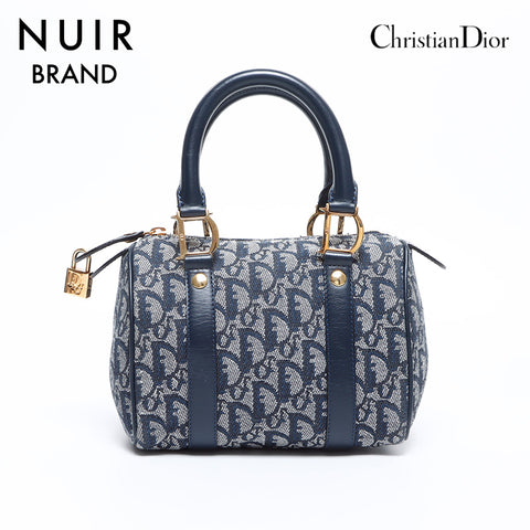 クリスチャンディオール Christian Dior トロッター ハンドバッグ ネイビー WS7649