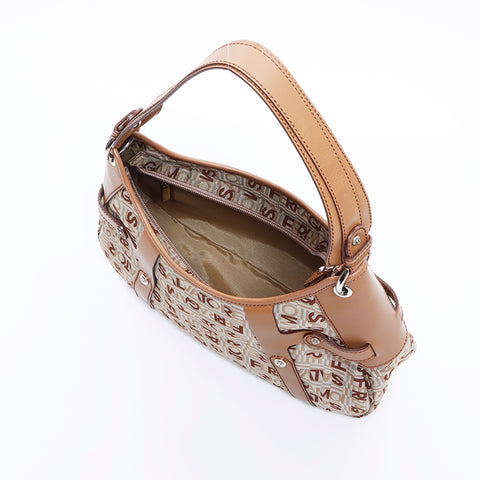 Salvatore Ferragamo Salvatore Ferragamo全面图案帆布肩袋米色WS7651