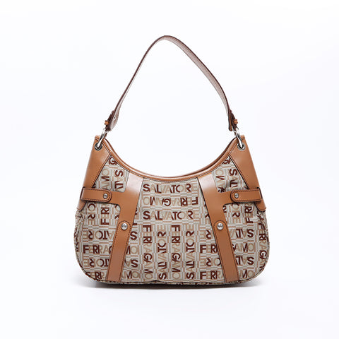 Salvatore Ferragamo Salvatore Ferragamo全面图案帆布肩袋米色WS7651