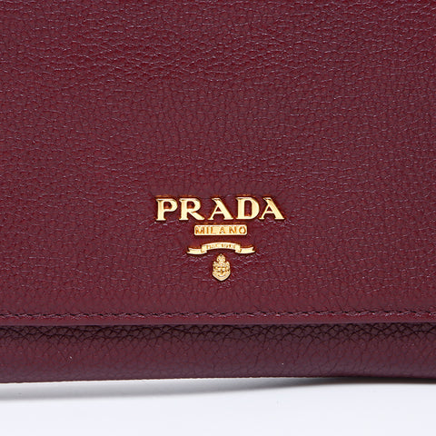 プラダ PRADA 財布 レザー ロゴ ショルダーバッグ バーガンディー WS7653