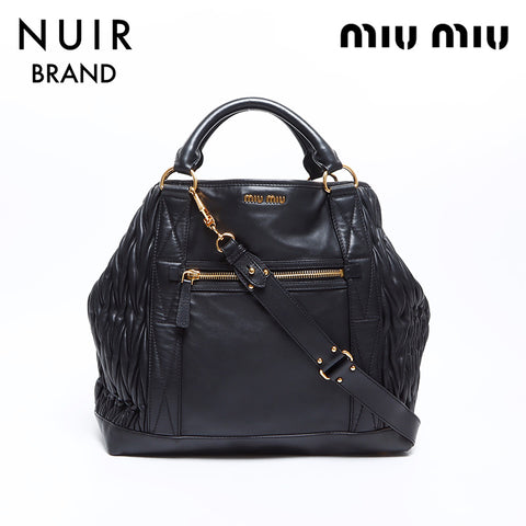 Miu Miu Miu 2way Matelasse Tote Bag Black WS7655