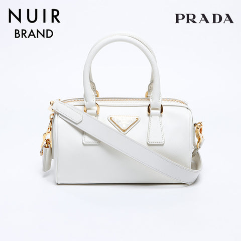 PRADA Mini Boston 2way Shoulder Bag White WS7658