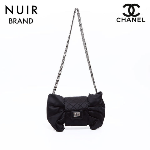 シャネル CHANEL リボンタイ マトラッセ 2.55 12番台sv金具 ショルダーバッグ ブラック WS7671