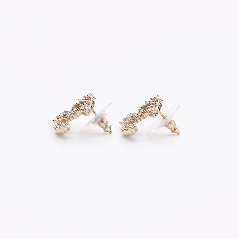 シャネル CHANEL ココマークラインストーン ピアス マルチカラー