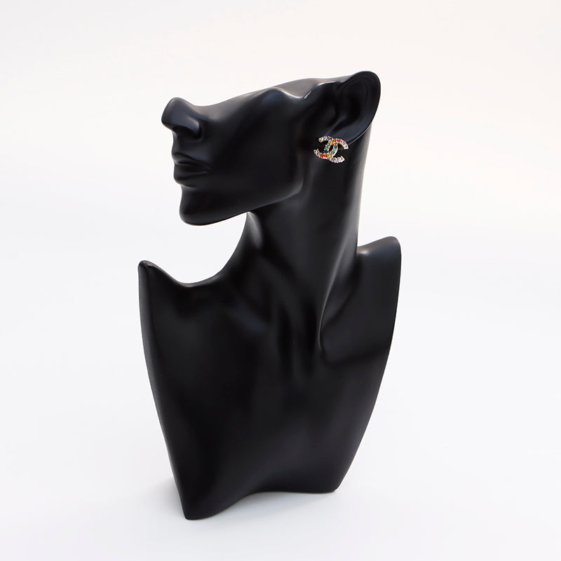 シャネル CHANEL ココマークラインストーン ピアス マルチカラー