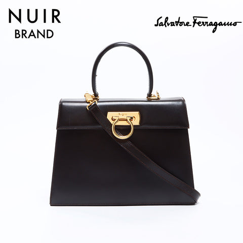 Salvatore Ferragamo Gancini 2way Shoulder Bag Brown WS7681