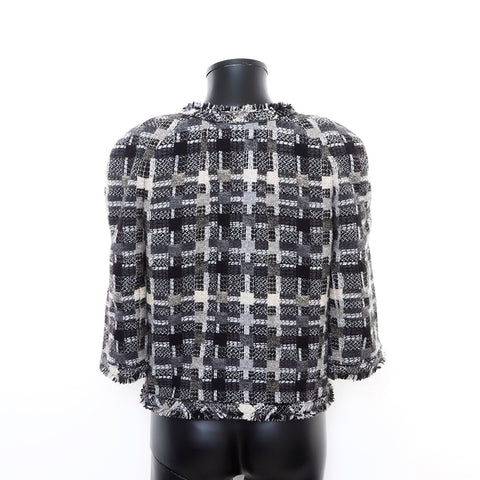 Chanel Tweed 05A No-collar Jacket Wool Gray WS7692