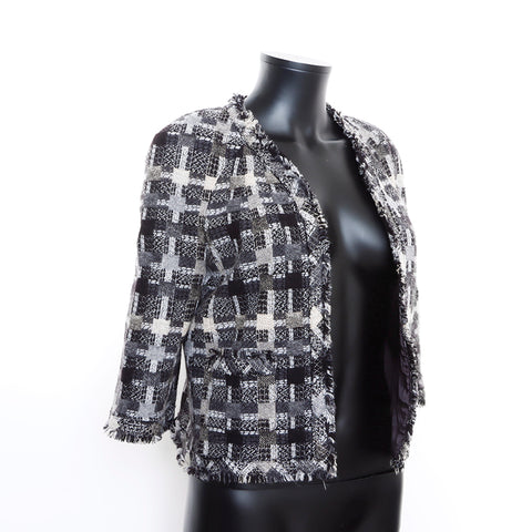 Chanel Tweed 05A No-collar Jacket Wool Gray WS7692