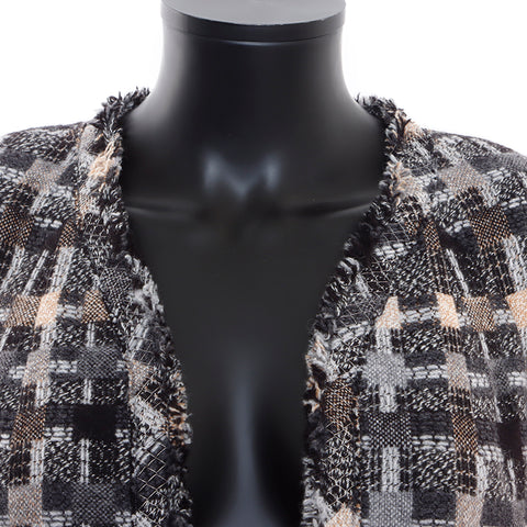 Chanel Tweed 05A No-collar Jacket Wool Gray WS7692