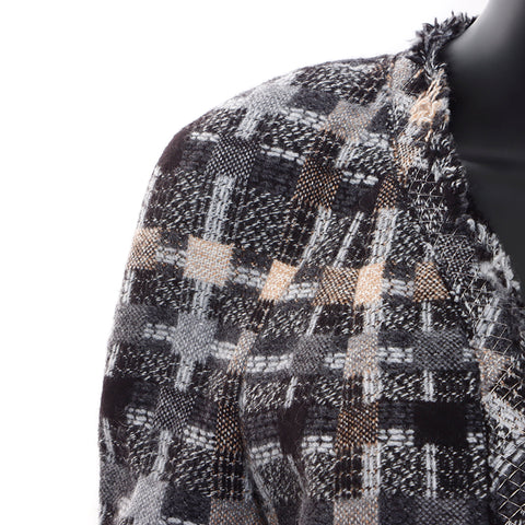 Chanel Tweed 05A No-collar Jacket Wool Gray WS7692