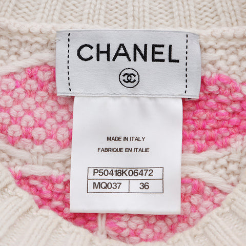 シャネル CHANEL ニット チェック サイズ:36 ワンピース ベージュ ピンク WS7693