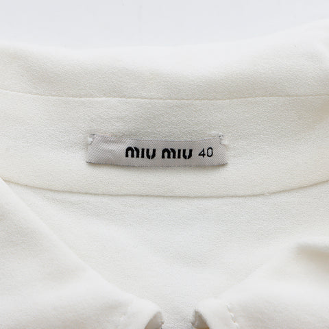 ミュウ ミュウ Miu Miu サイズ:40  プリーツミニドレス ワンピース ホワイト WS7701