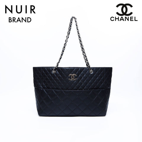 Chanel Coco Mark Matelasse Large Tote No. 15 SV Metal fittings Shoulder Bag Black WS7717