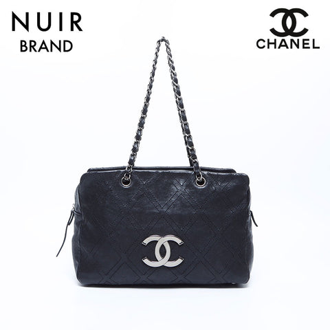 Chanel CHANEL Deka Coco Mark Matelasse Caviar Skin SV Metal Chain No. 12 Shoulder Bag Black WS7719