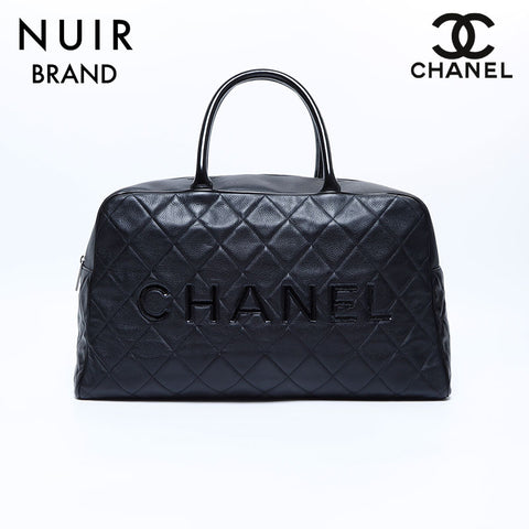 Chanel CHANEL Caviar Skin Boston Large No. 6 Handbag Black WS7723