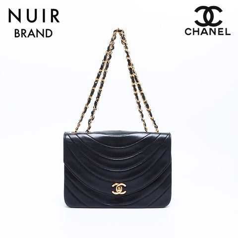 Chanel Coco Mark Chain Lambskin No. 1 Shoulder Bag Black WS7724