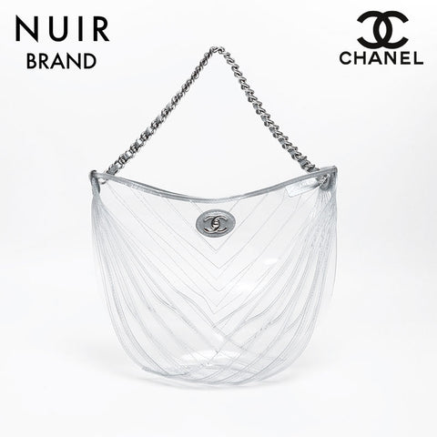 Chanel Coco Mark Plastic Transparent Chain No. 25 Shoulder Bag Clear WS7726
