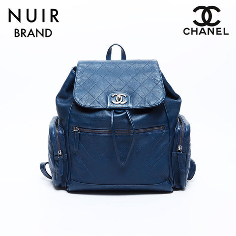 Chanel Coco Mark Matelasse Calfskin SV Metal Fittings No. 23 Backpack/Daypack Navy WS7727
