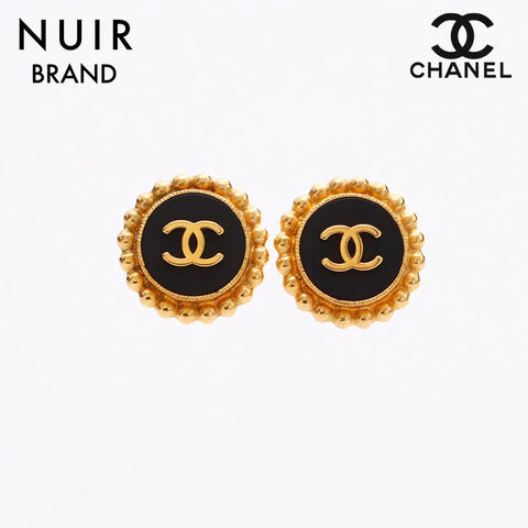 Chanel Coco Mark 93a Boucles d'oreilles Gold Black WS7736
