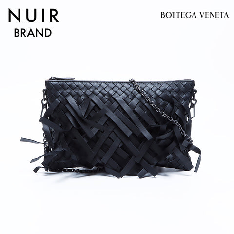 Bottegaveneta Intrecciato Chain Fringe Shoulder Bag Black WS7741