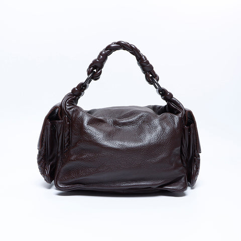 ボッテガヴェネタ BOTTEGAVENETA レザー ハンドバッグ ブラウン WS7742