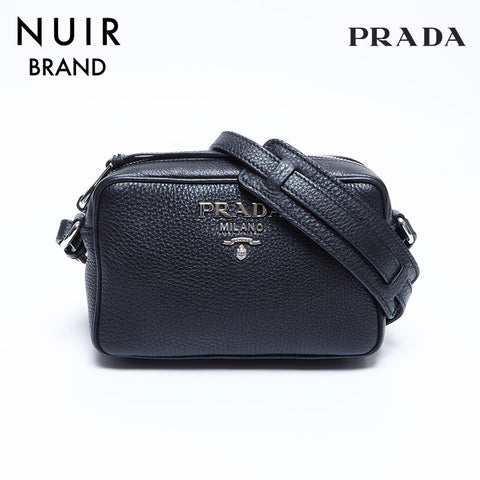 PRADA Silver Hardware Shoulder Bag Black WS7748
