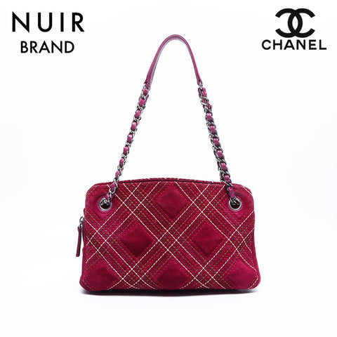 Chanel CHANEL No. 18 Suede Stitched Shoulder Bag Purple WS7752
