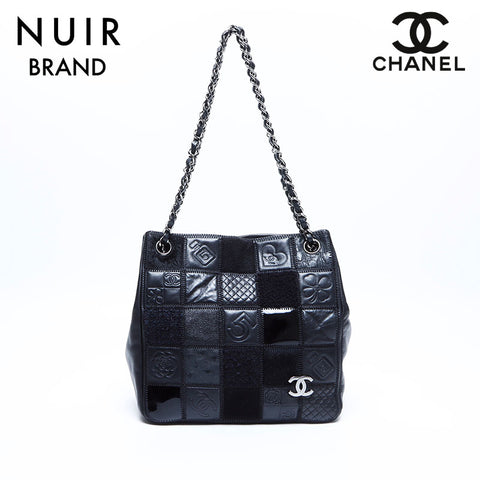 Chanel CHANEL No. 10 Chain Icon Motif Shoulder Bag Black WS7755