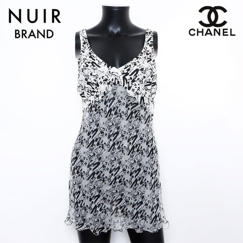 シャネル CHANEL Size:40 シルク プリント 03P タンクトップ ホワイト WS7769