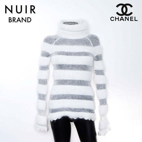 シャネル CHANEL ボーダー ニット ホワイト WS7771