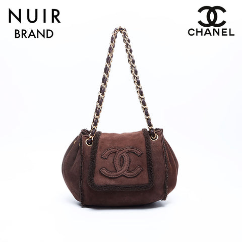 Chanel CHANEL No. 7 Coco Mark Suede Shoulder Bag Brown WS7774