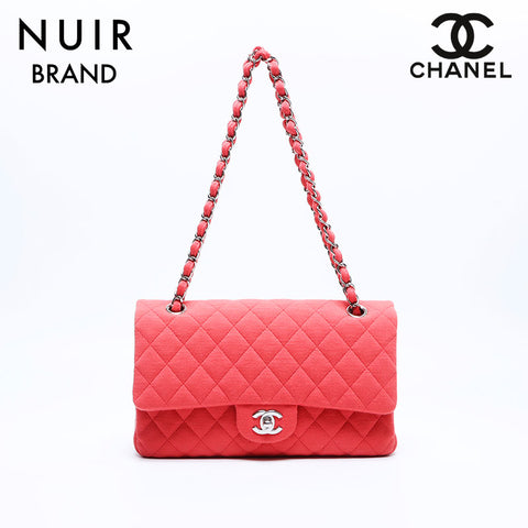 シャネル CHANEL 24番台 ダブルフラップ コットン ショルダーバッグ ピンク WS7787