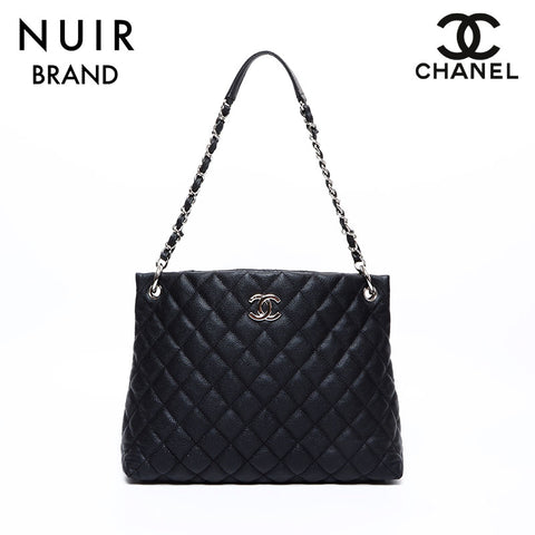 Chanel CHANEL 19th Silver Metal Fitting Caviar Skin Shoulder Bag Black WS7788